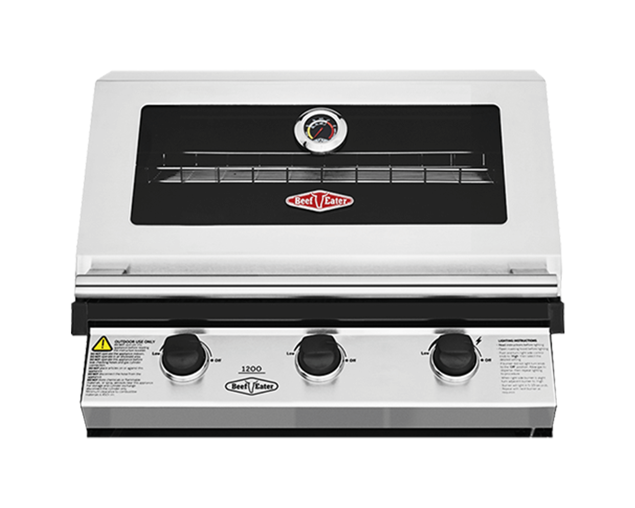 BeefEater 1200 Series 3 Burner Built In BBQ - Stainless Steel, Stainless Steel, hi-res image number null