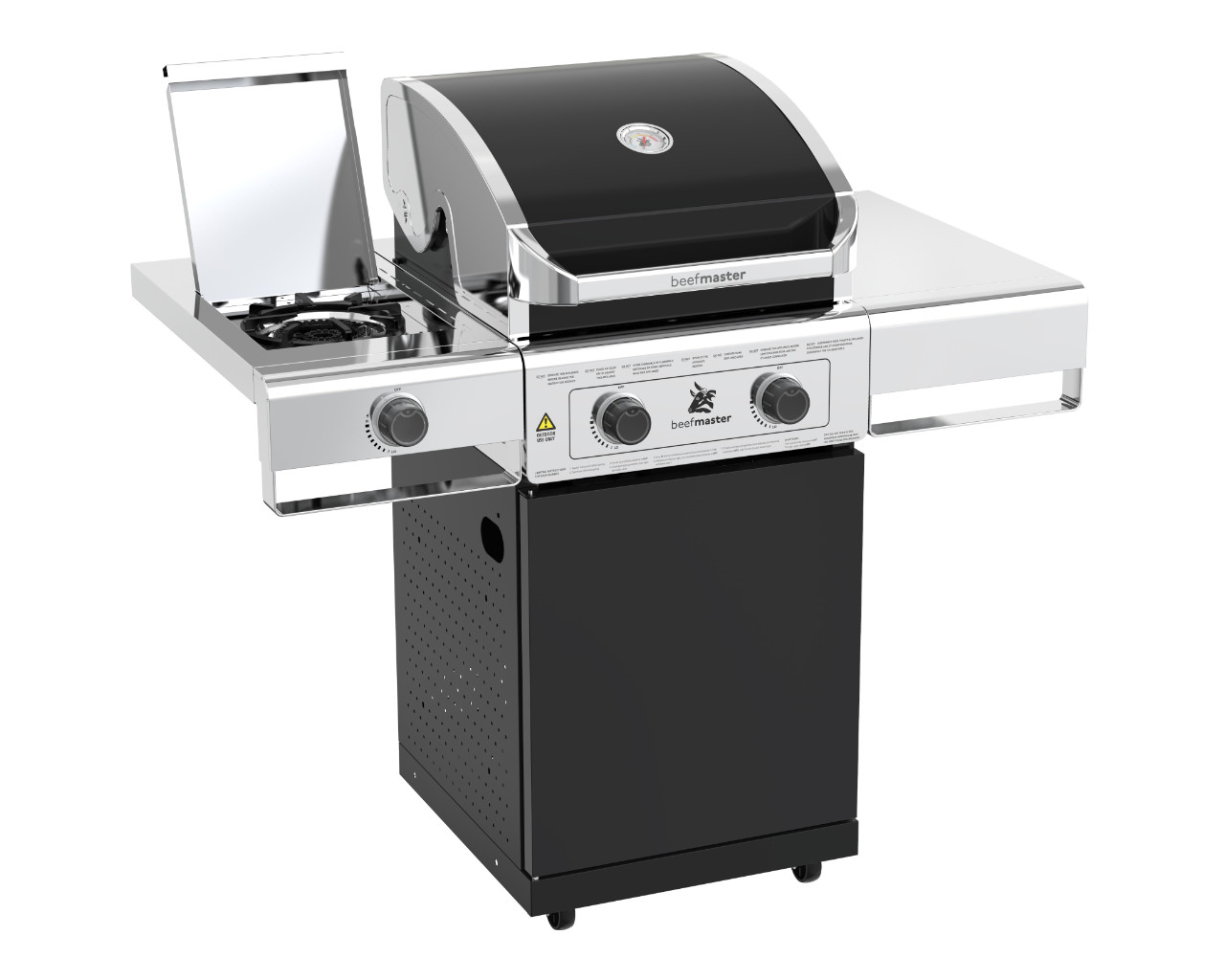 Beefmaster Classic 2 Burner BBQ on Classic Cart with Cast Iron Side Burner, , hi-res image number null