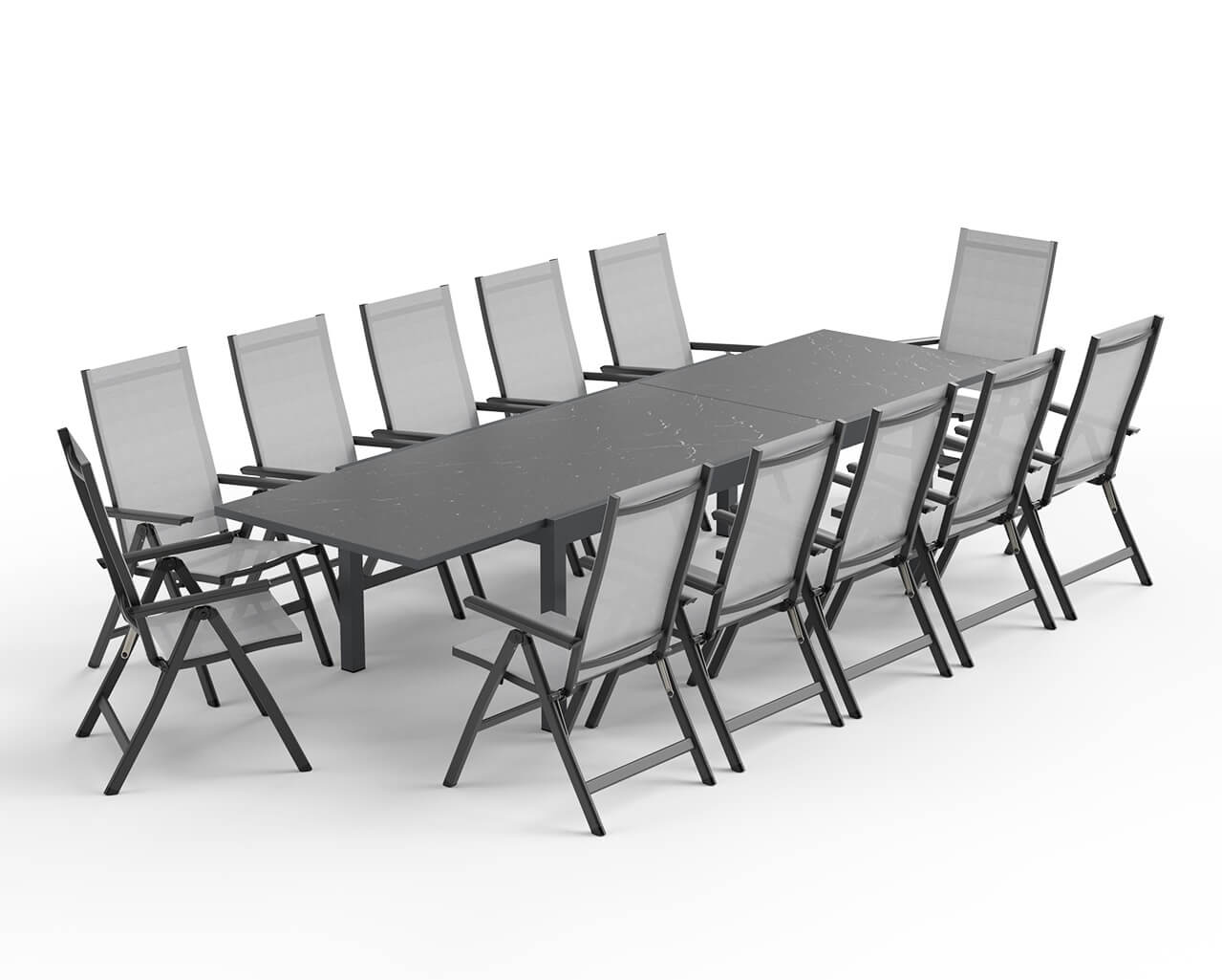 Frankie-Sinta 13 Piece Extension Dining Setting (Gunmetal Grey), , hi-res image number null