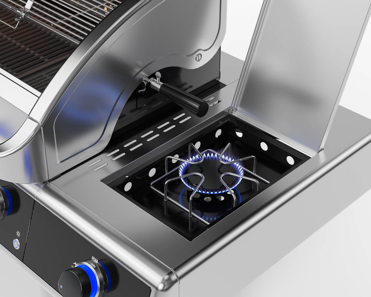 Deluxe Beefmaster T-Series 6 Burner BBQ on Deluxe Cart with Cast Iron Side Burner, , hi-res image number null