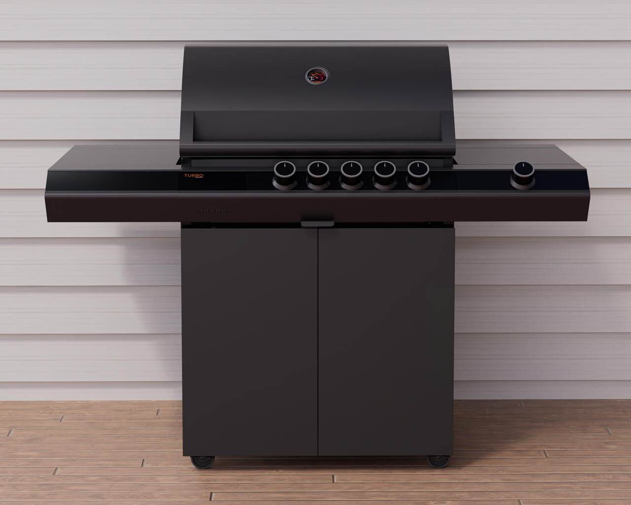 Ziegler & Brown Turbo Classic 5 Burner BBQ on Cart with Side Burner & Shelf (T Series), , hi-res image number null