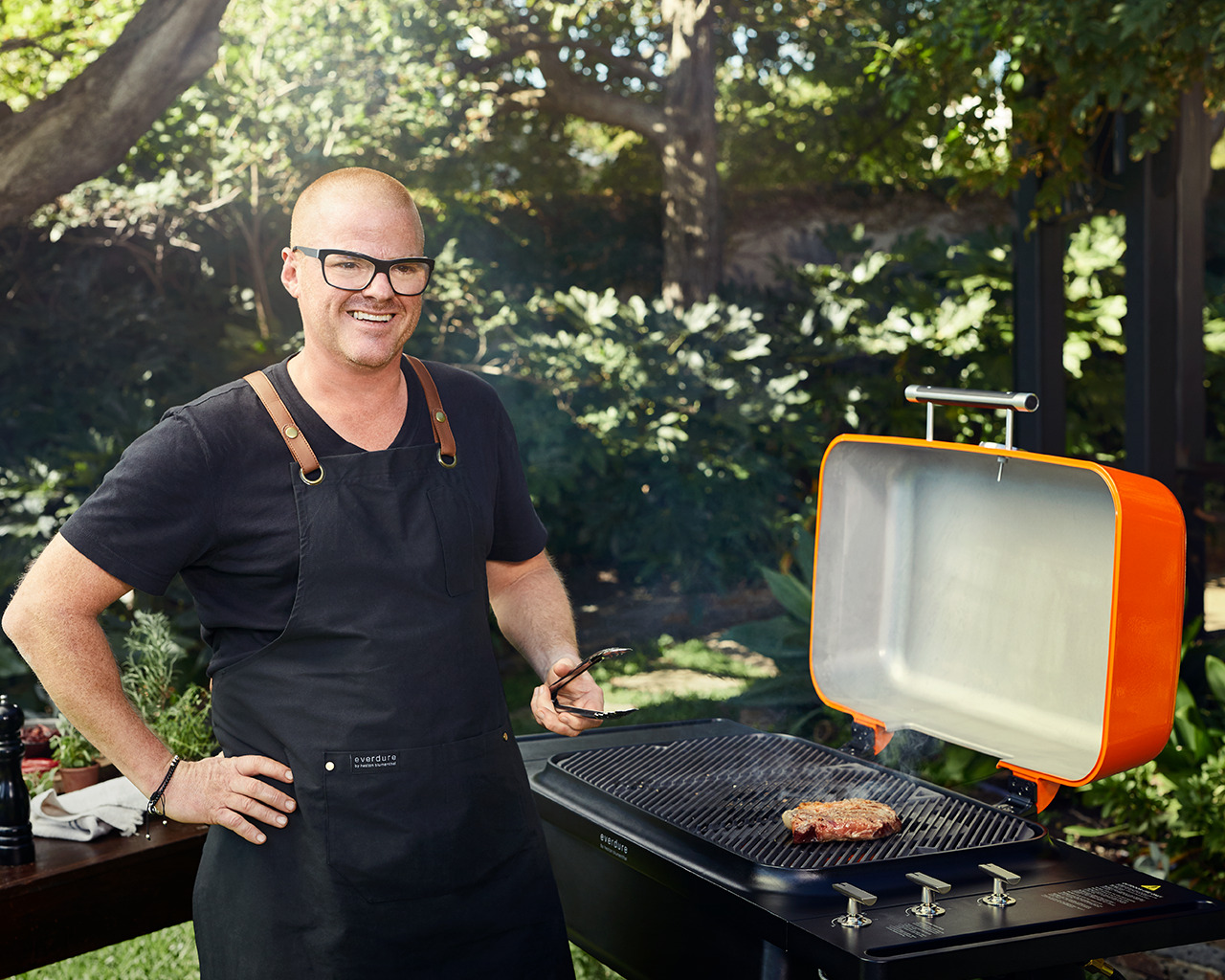 Everdure by Heston Blumenthal FURNACE 3 Burner BBQ with Stand (Matte Orange), Matte Orange, hi-res image number null