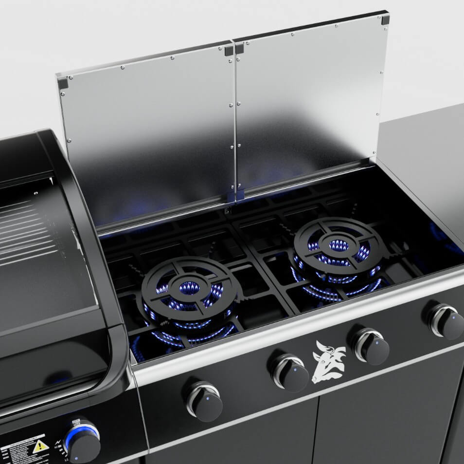 Beefmaster Premium 4 Burner Outdoor Kitchen with Range, Sink & Bench on Classic Carts, , hi-res image number null