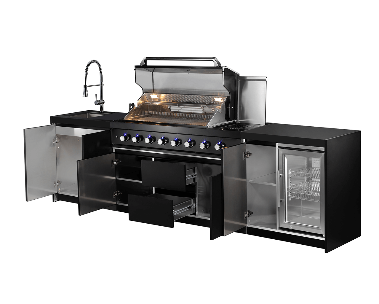 Aspire 6 Burner BBQ with Rear & Side Burners (LPG Gas), , hi-res image number null
