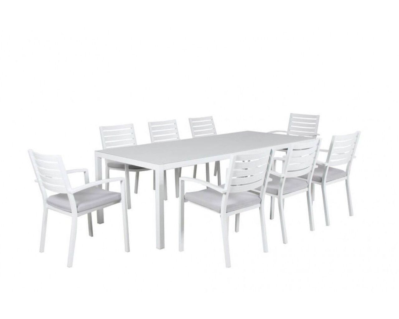 Boston 9 Piece Slatted Dining, White, small-swatch