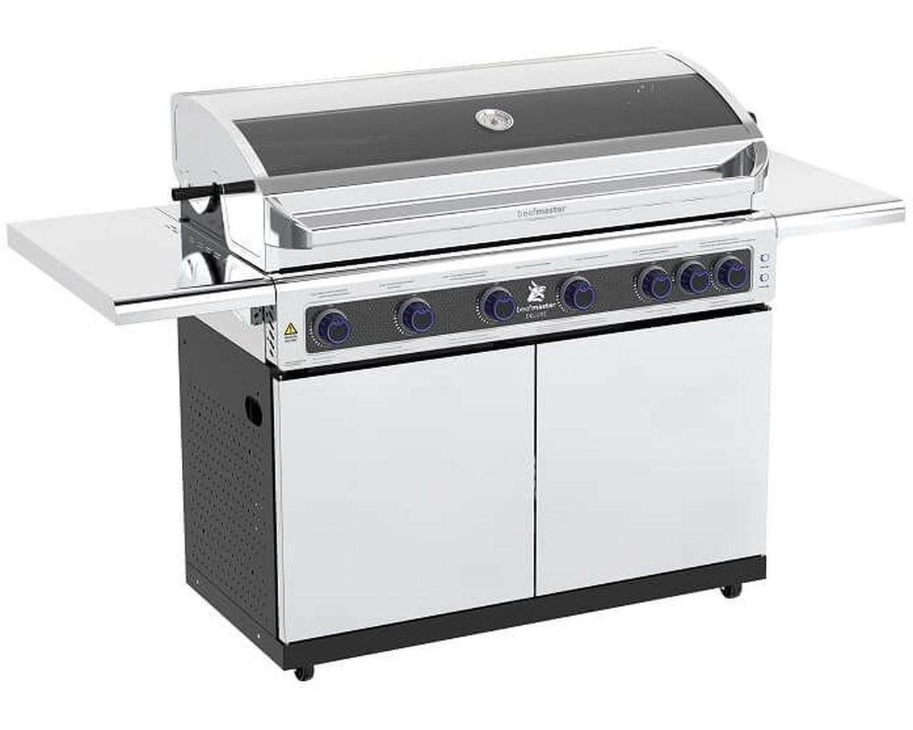 Deluxe Beefmaster 6 Burner BBQ on Deluxe Cart with Folding Shelves, , hi-res image number null