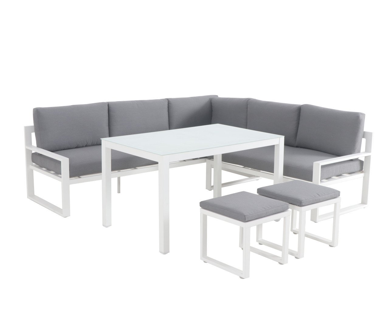 Patmos 5 Piece Low Dining Setting, White, small-swatch