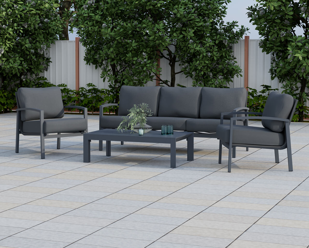 Jette 5 Seater Lounge Setting Bundle - Gunmetal Grey, Gunmetal Grey, hi-res image number null