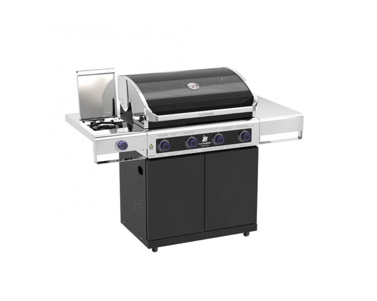 Premium Beefmaster 4 Burner BBQ on Classic Cart with Cast Iron Side Burner, , hi-res image number null