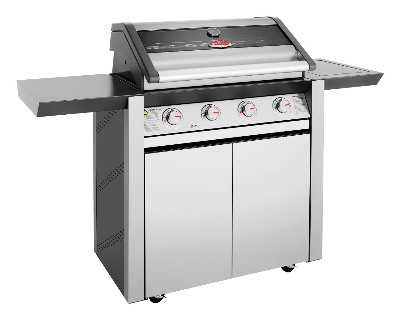 BeefEater 1600 Series - 4 Burner Stainless Steel BBQ With Side Burner (Silver), , hi-res image number null