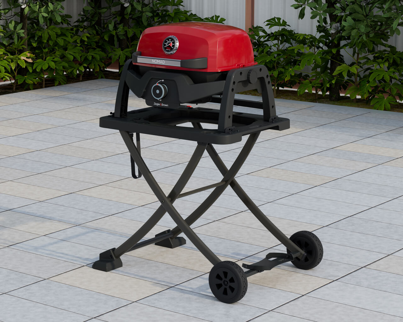 Ziggy Elite Nomad Single Burner Flame Failure BBQ plus Cart Bundle - Chilli Red, , hi-res image number null