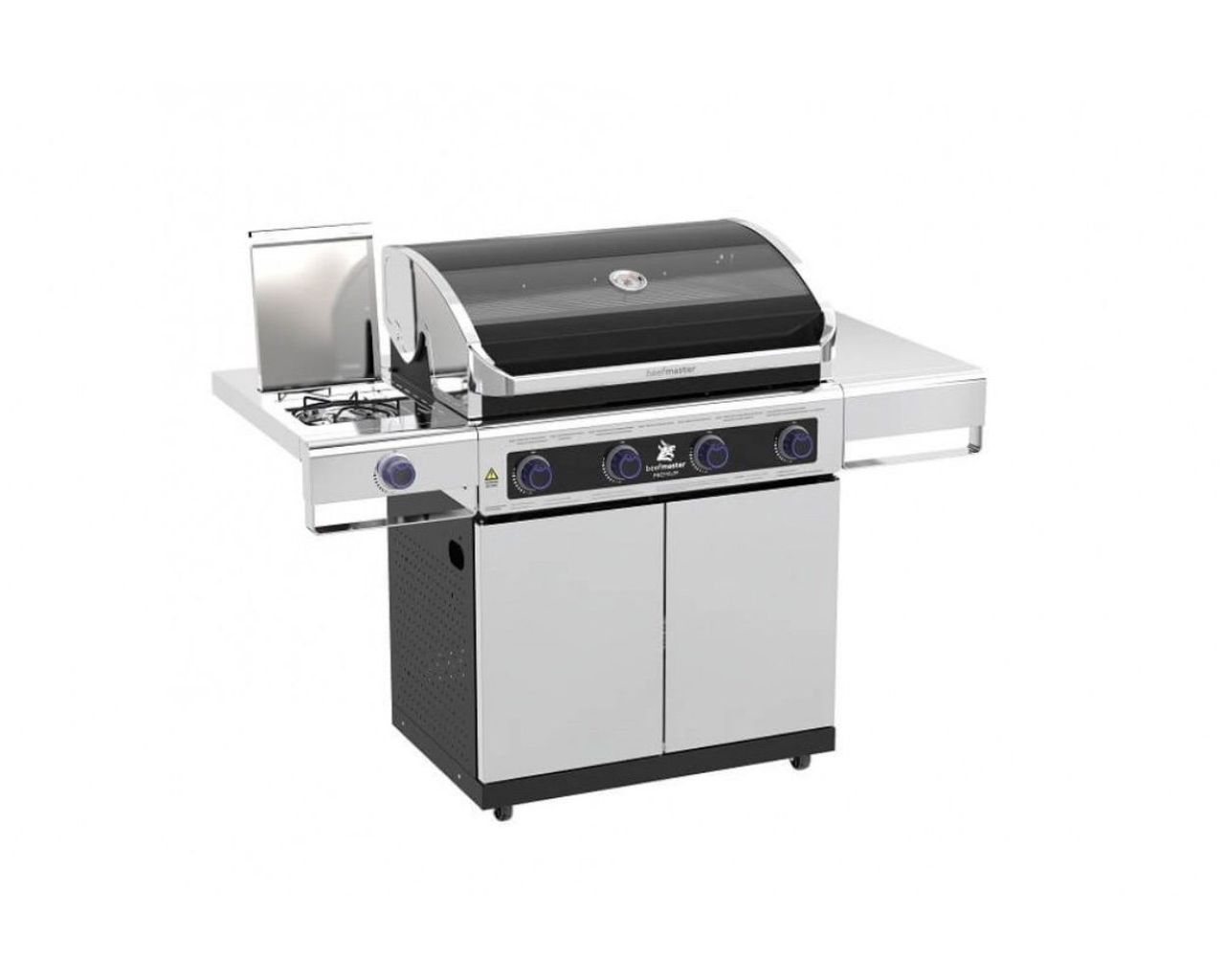 Premium Beefmaster 4 Burner BBQ on Deluxe Cart with Stainless Steel Side Burner, , hi-res image number null