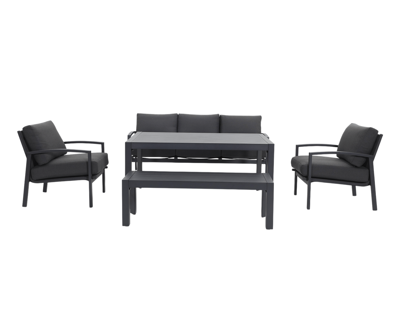 Jette 8 Seater Low Dining Setting Bundle - Gunmetal Grey, Gunmetal Grey, hi-res image number null