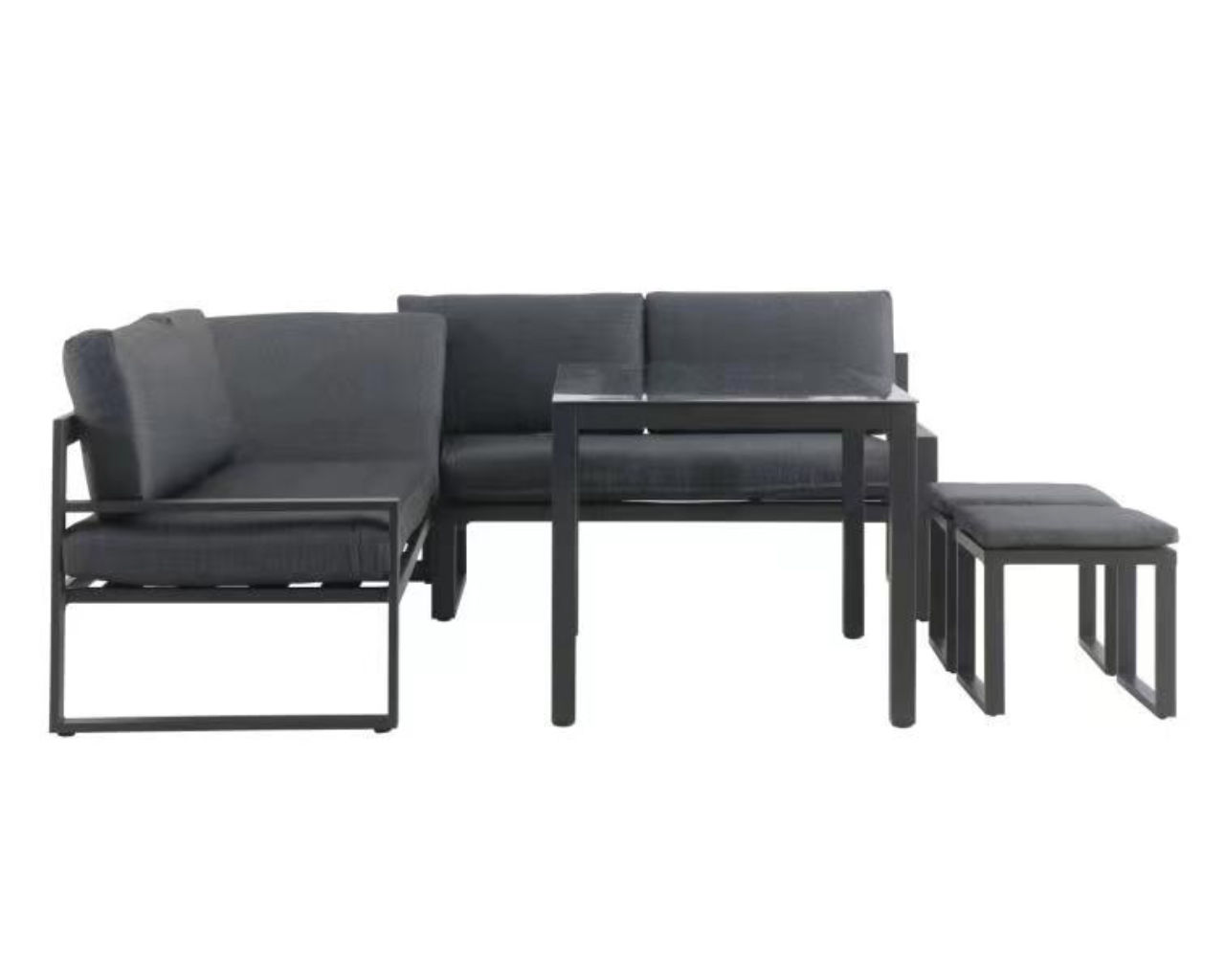 Patmos 5 Piece Low Dining Setting - Gunmetal Grey, Gunmetal Grey, hi-res image number null