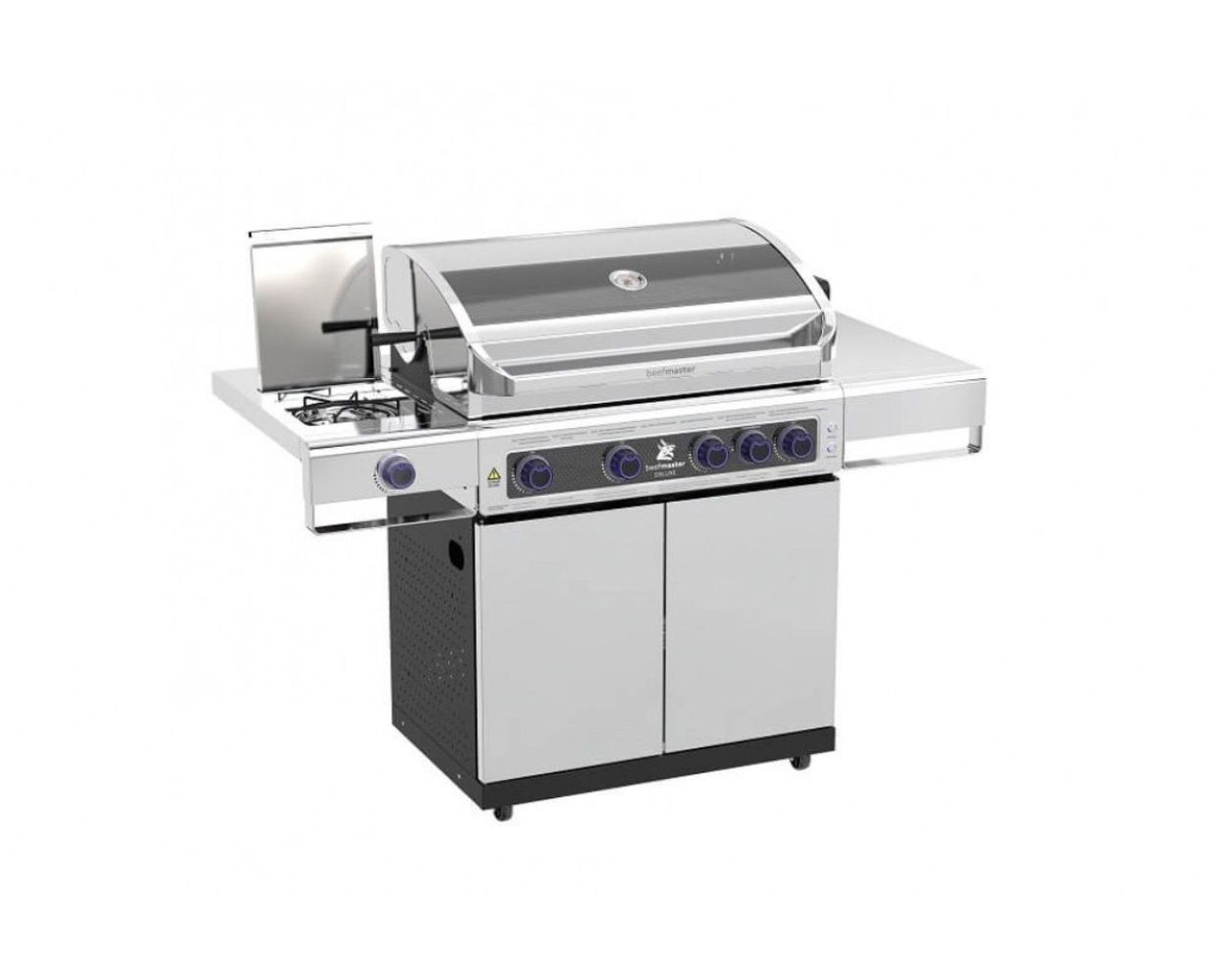 Deluxe Beefmaster 4 Burner BBQ on Deluxe Cart with Stainless Steel Side Burner, , hi-res image number null