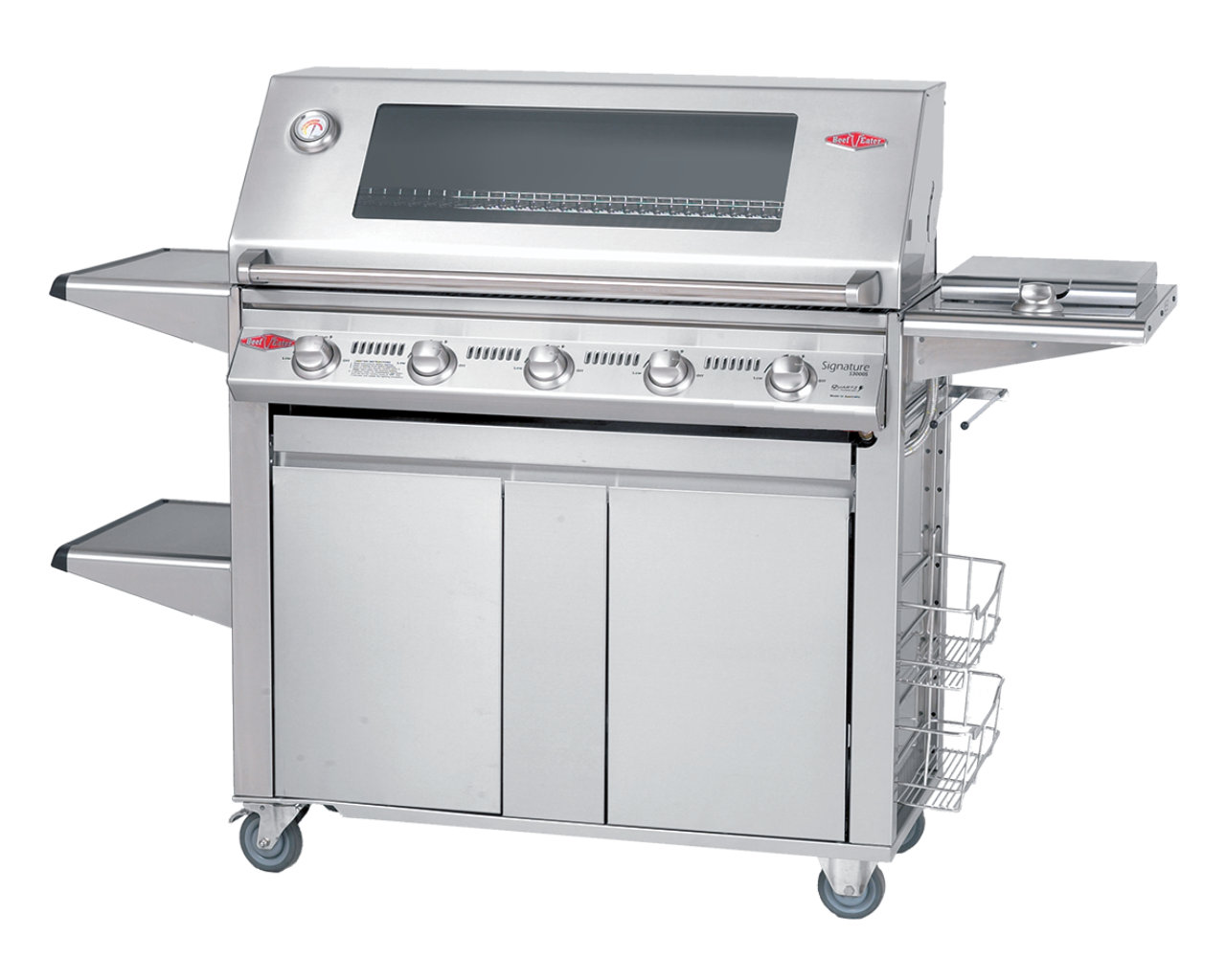 BeefEater Signature 3000SS 5 Burner BBQ with Side Burner & Trolley, , hi-res image number null