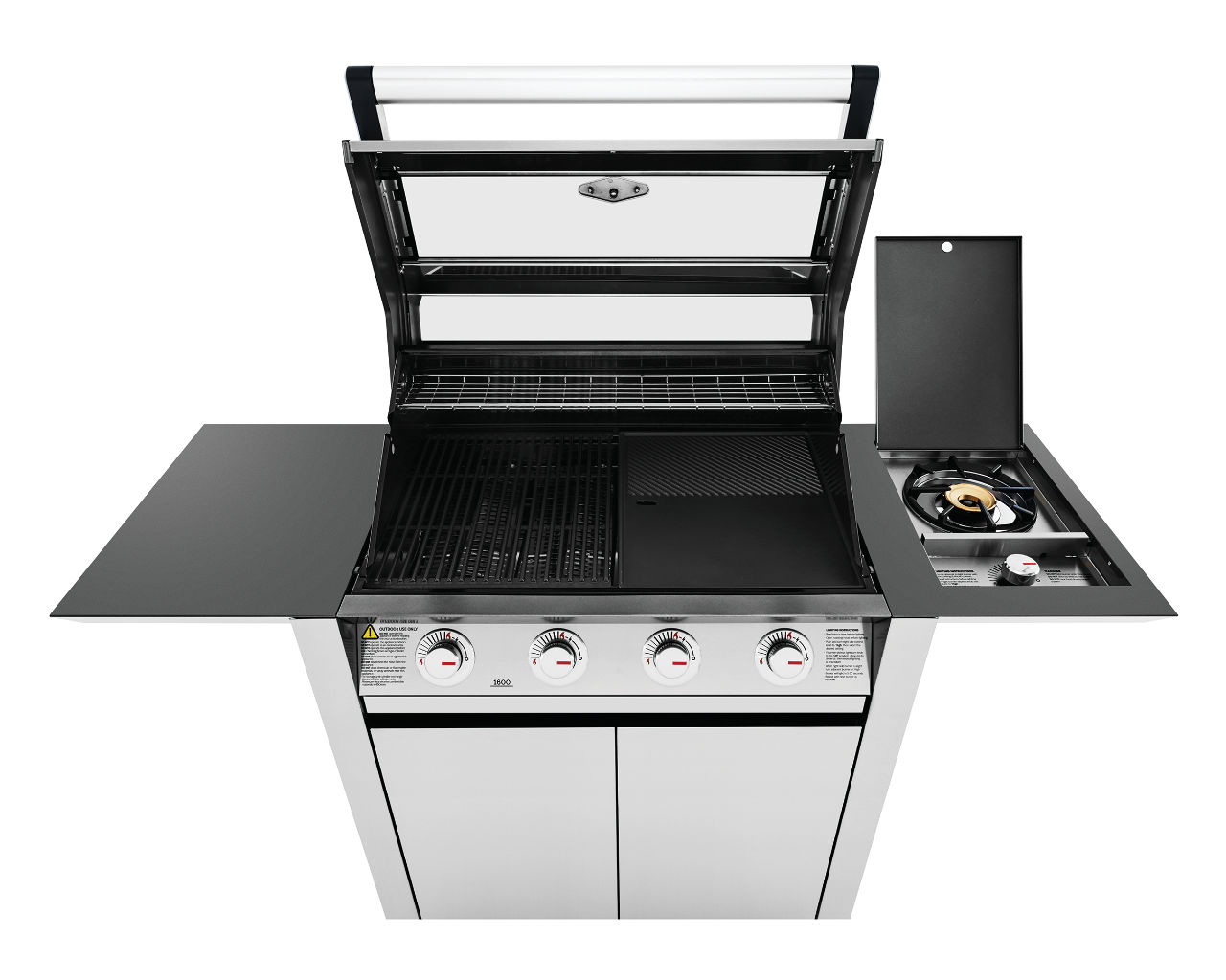 BeefEater 1600 Series - 4 Burner Stainless Steel BBQ With Side Burner (Silver), , hi-res image number null