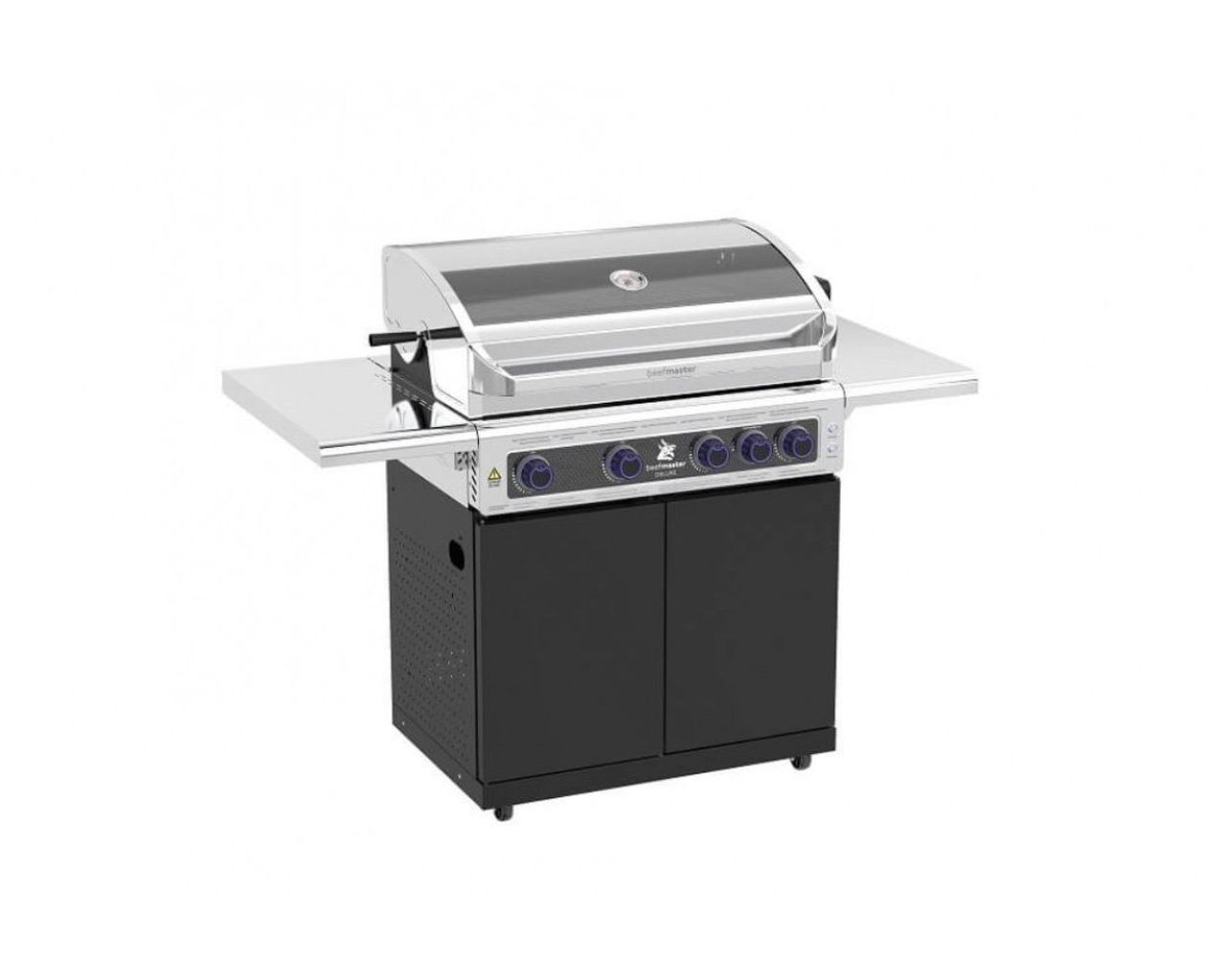 Deluxe Beefmaster 4 Burner BBQ on Classic Cart with Folding Shelves, , hi-res image number null