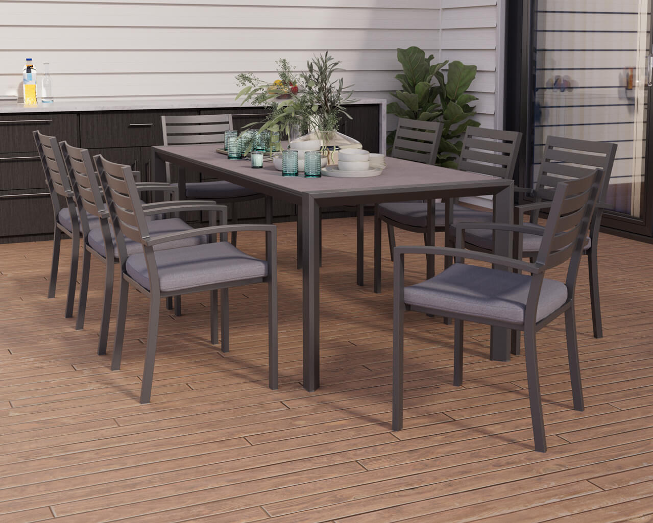 Boston-Eden 9 Piece Slatted Dining Setting, , hi-res image number null