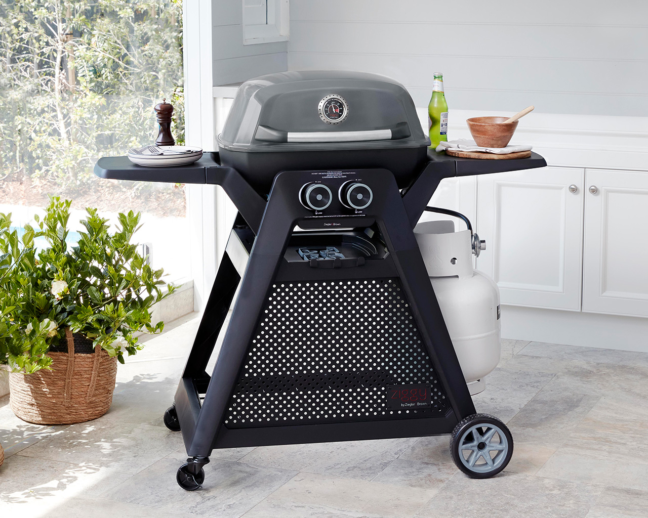 Ziggy Elite Twin Grill LPG BBQ On Cart, , hi-res image number null