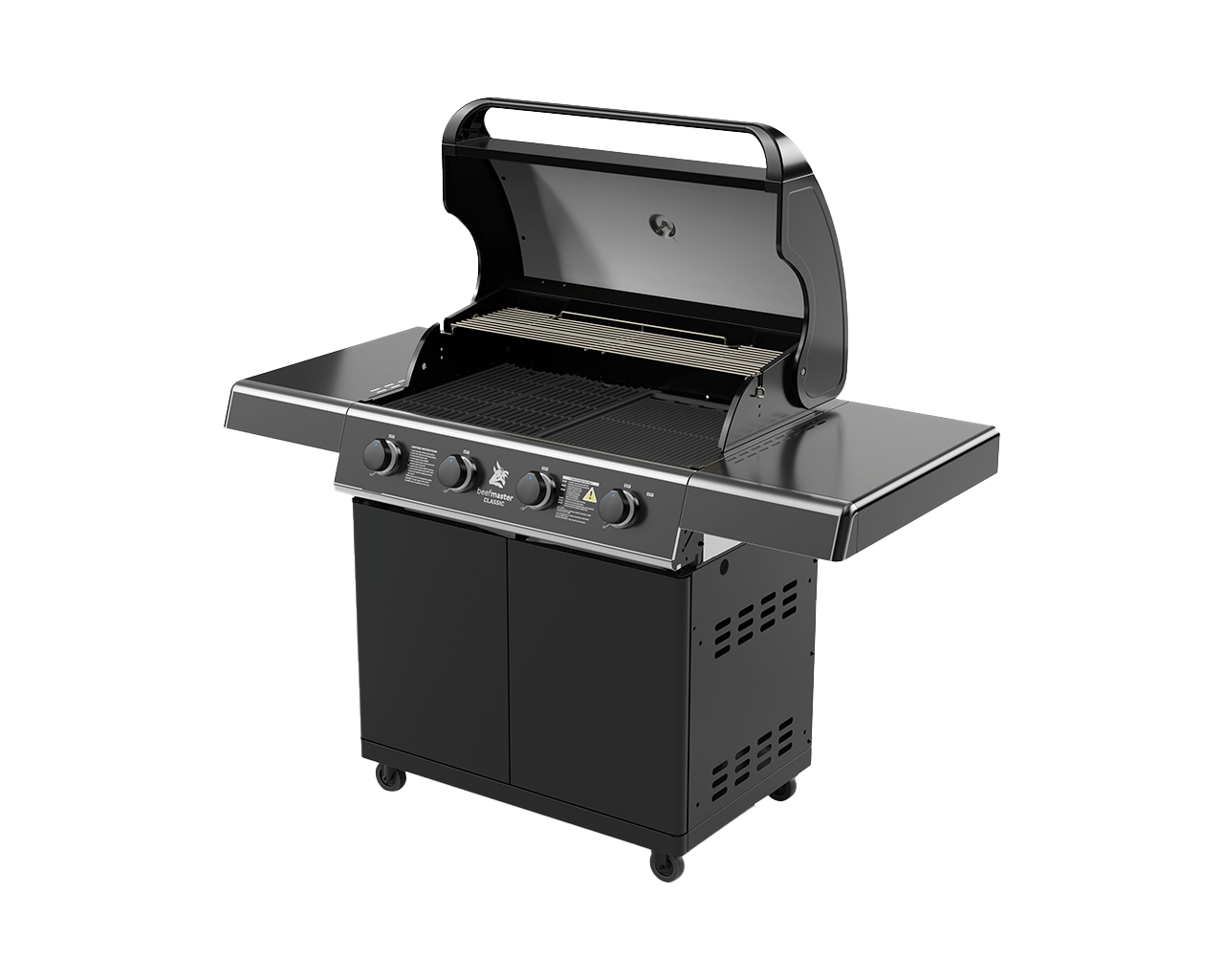 Beefmaster Classic T-Series 4 Burner BBQ On Classic Cart With Folding Shelves, , hi-res image number null