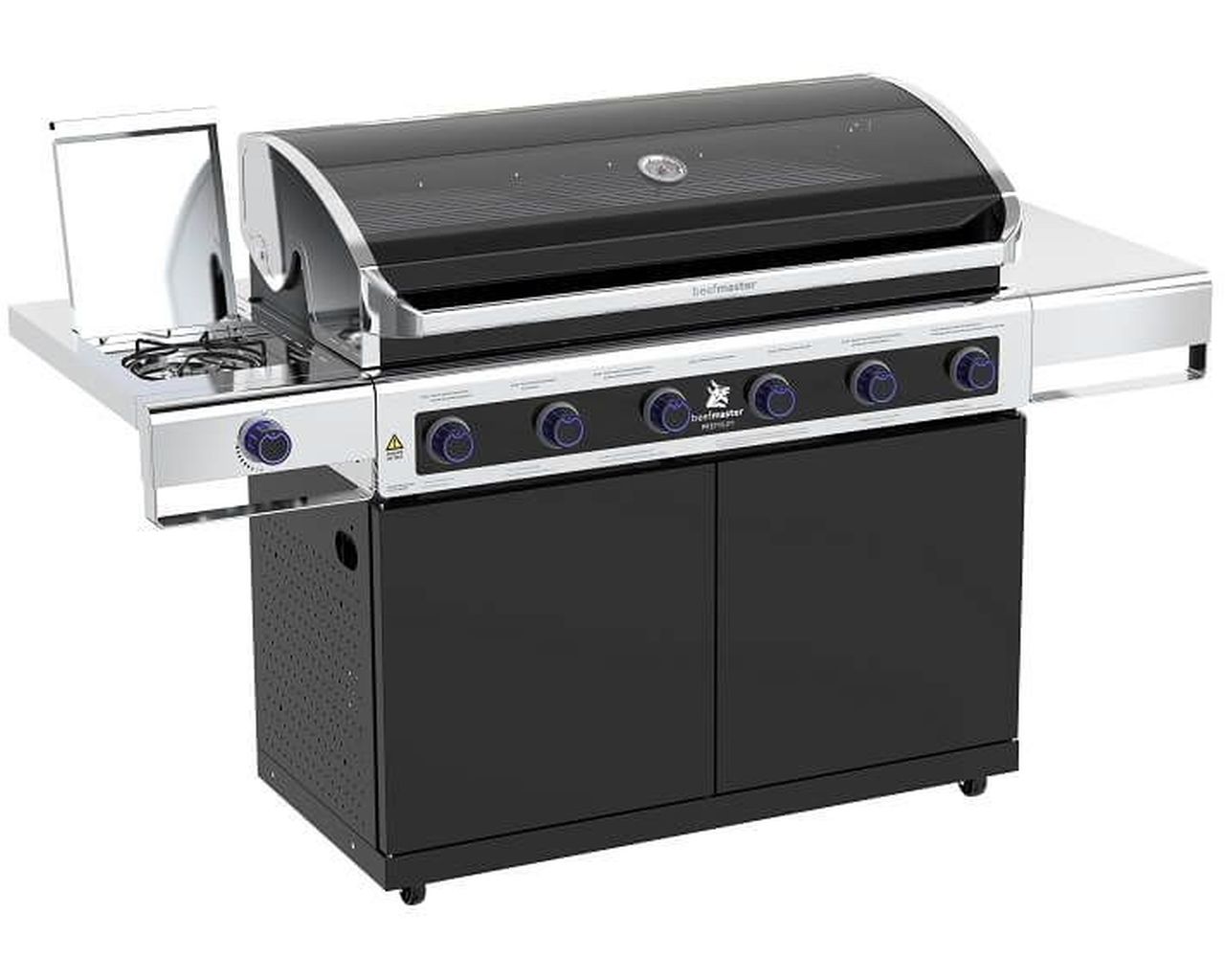 Premium Beefmaster 6 Burner BBQ on Classic Cart with Stainless Steel Side Burner, , hi-res image number null