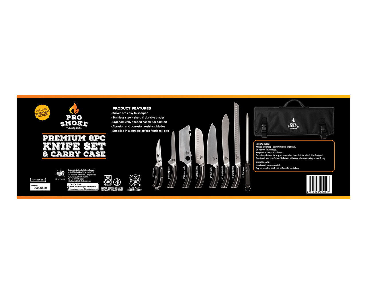 Pro Smoke 8 Piece Knife Set & Carry Case, , hi-res image number null