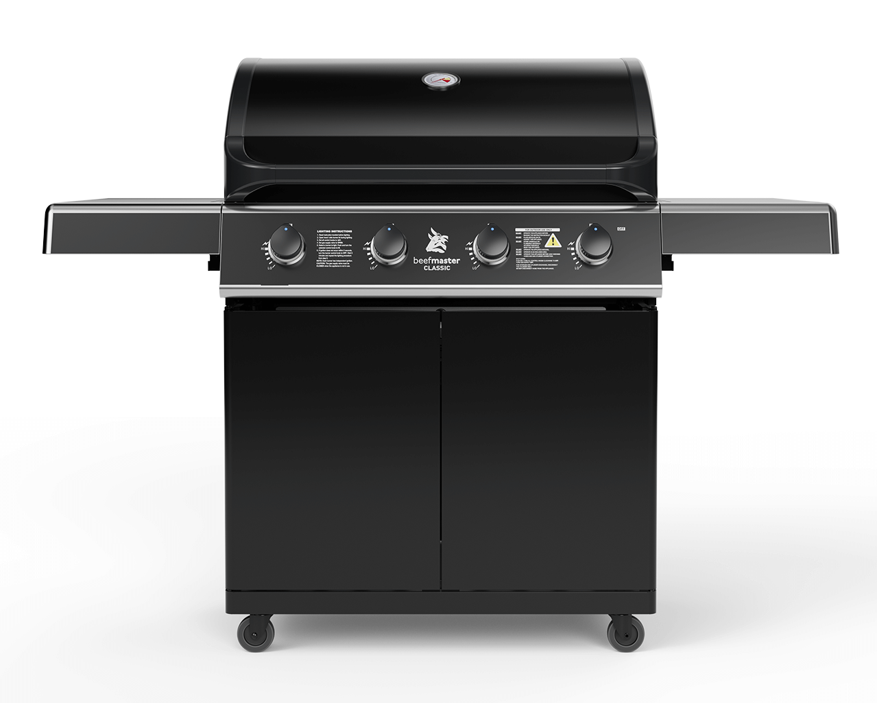 Beefmaster Classic T-Series 4 Burner BBQ On Classic Cart With Folding Shelves, , hi-res image number null