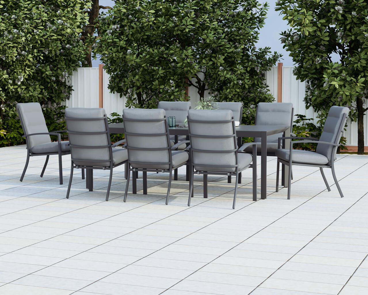 Jette 8 Seater Dining Setting Bundle - Gunmetal Grey, Gunmetal Grey, hi-res image number null