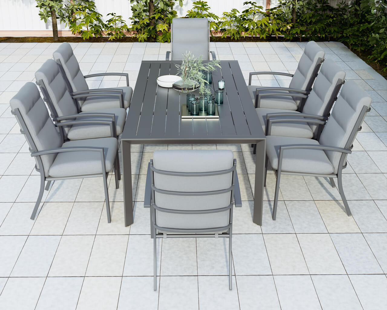 Jette 8 Seater Dining Setting Bundle - Gunmetal Grey, Gunmetal Grey, hi-res image number null