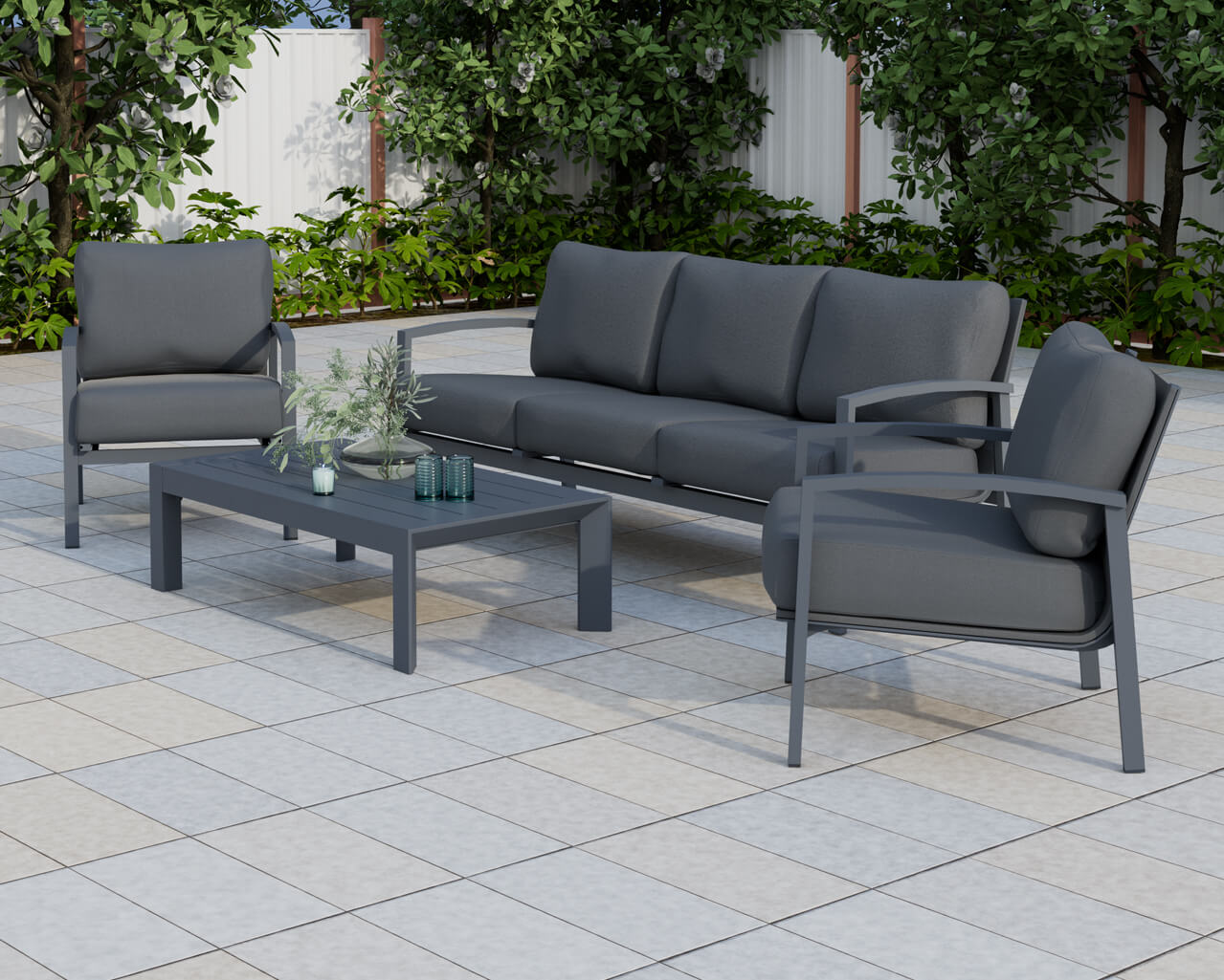 Jette 5 Seater Lounge Setting Bundle - Gunmetal Grey, Gunmetal Grey, hi-res image number null