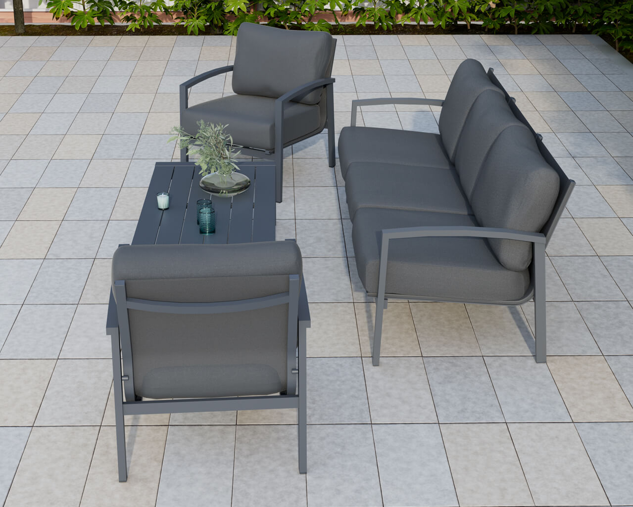 Jette 5 Seater Lounge Setting Bundle - Gunmetal Grey, Gunmetal Grey, hi-res image number null