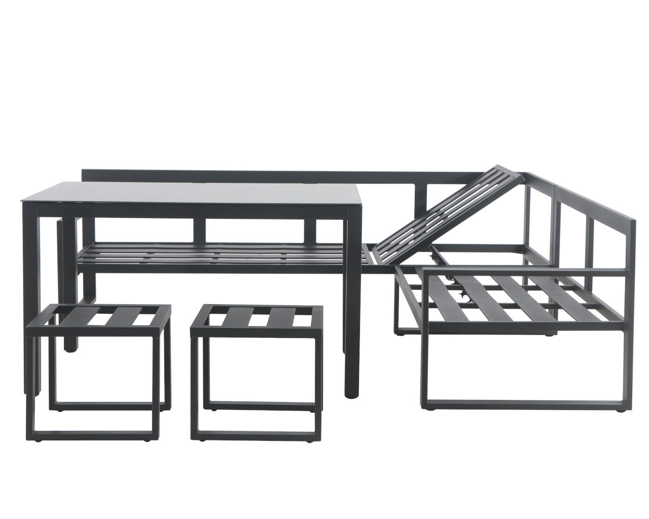 Patmos 5 Piece Low Dining Setting - Gunmetal Grey, Gunmetal Grey, hi-res image number null