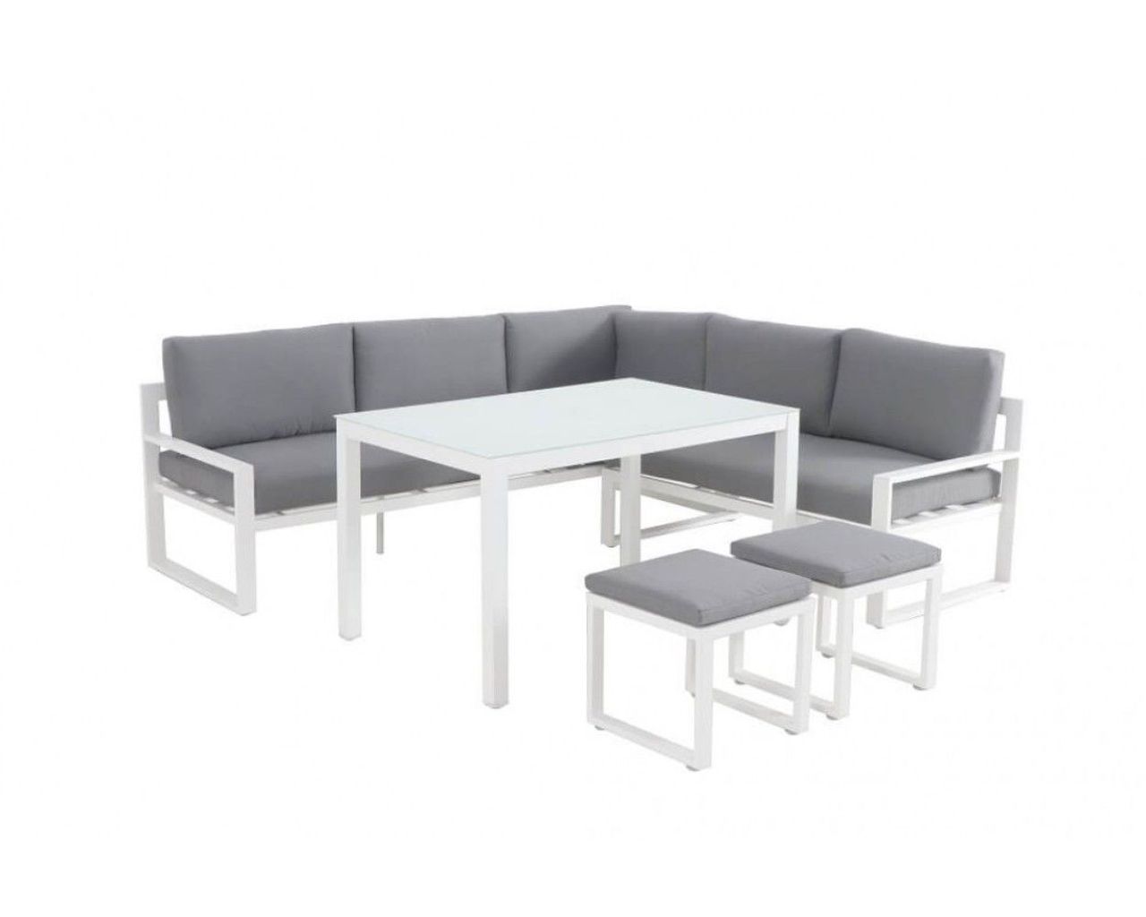 Patmos 5 Piece Low Dining Setting, White, small-swatch
