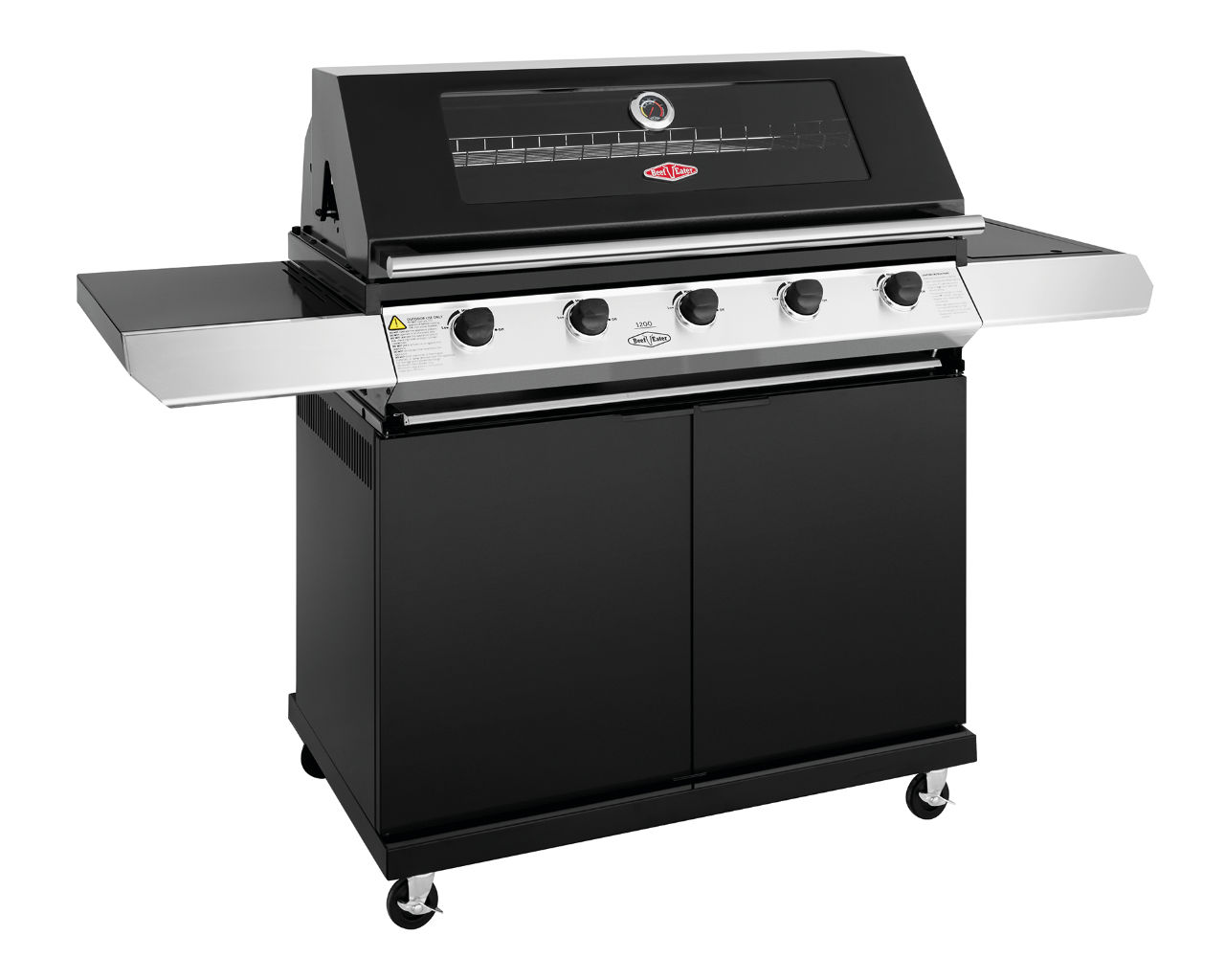 BeefEater 1200 Series - 5 Burner Black Enamel BBQ With Side Burner, , hi-res image number null