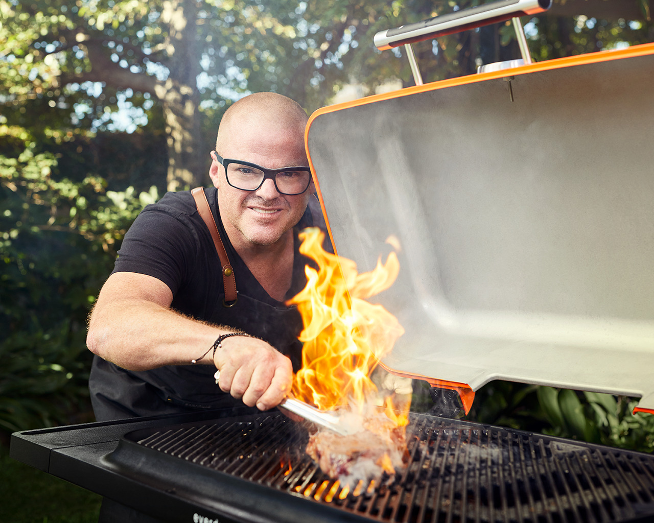 Everdure by Heston Blumenthal FURNACE 3 Burner BBQ with Stand (Matte Orange), Matte Orange, hi-res image number null