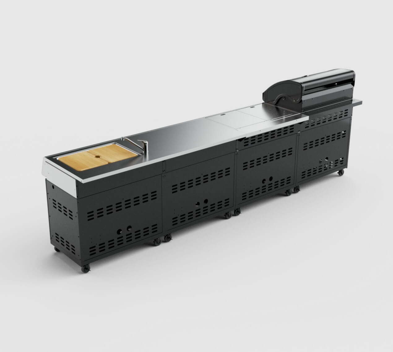 Beefmaster Premium 4 Burner Outdoor Kitchen with Range, Sink & Bench on Classic Carts, , hi-res image number null