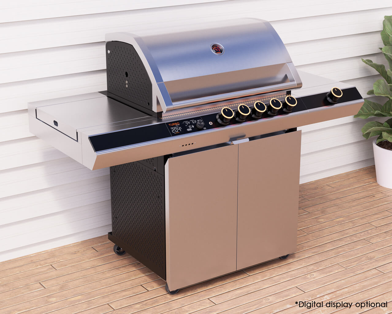 Ziegler & Brown Turbo Elite 5 Burner BBQ on Cart with Side Burner & Drawer (T Series), , hi-res image number null