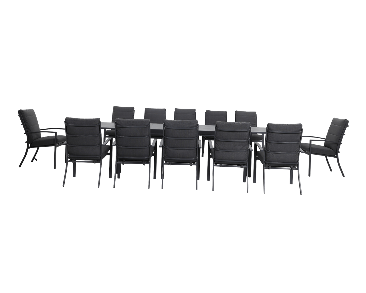 Jette 12 Seater Extension Dining Setting Bundle - Gunmetal Grey, Gunmetal Grey, hi-res image number null