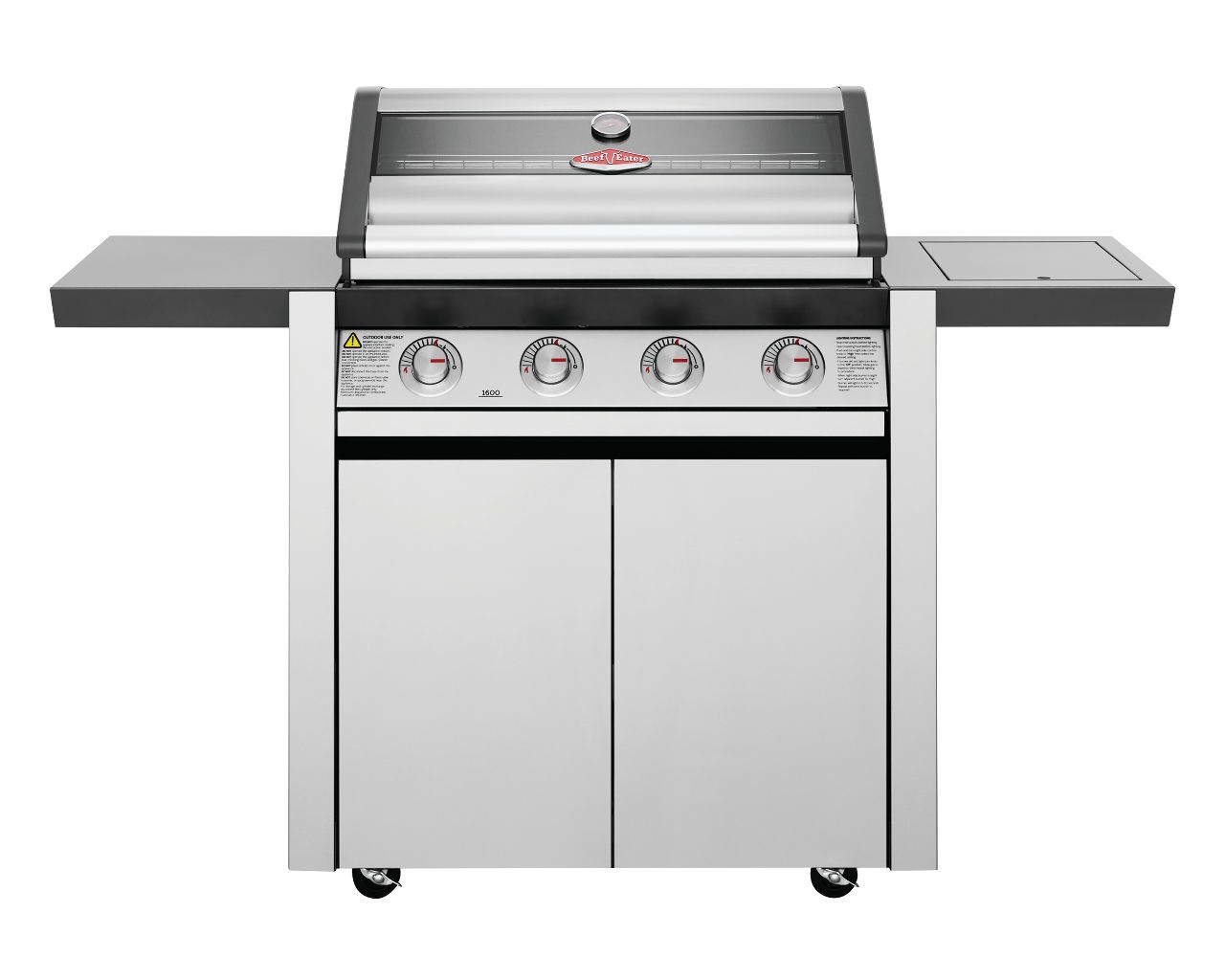 BeefEater 1600 Series - 4 Burner Stainless Steel BBQ With Side Burner (Silver), , hi-res image number null