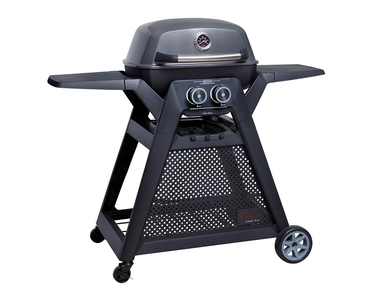 Ziggy Elite Twin Grill LPG BBQ Plus Cart Bundle - Gunmetal Grey, Gunmetal Grey, hi-res image number null