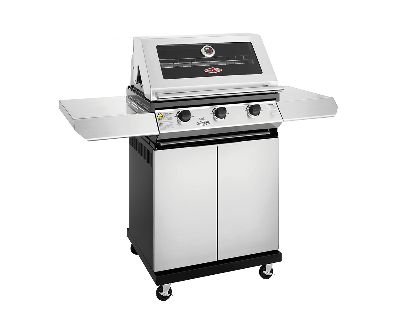 BeefEater 1200 Series 3 Burner BBQ & Trolley - Stainless Steel, Stainless Steel, hi-res image number null