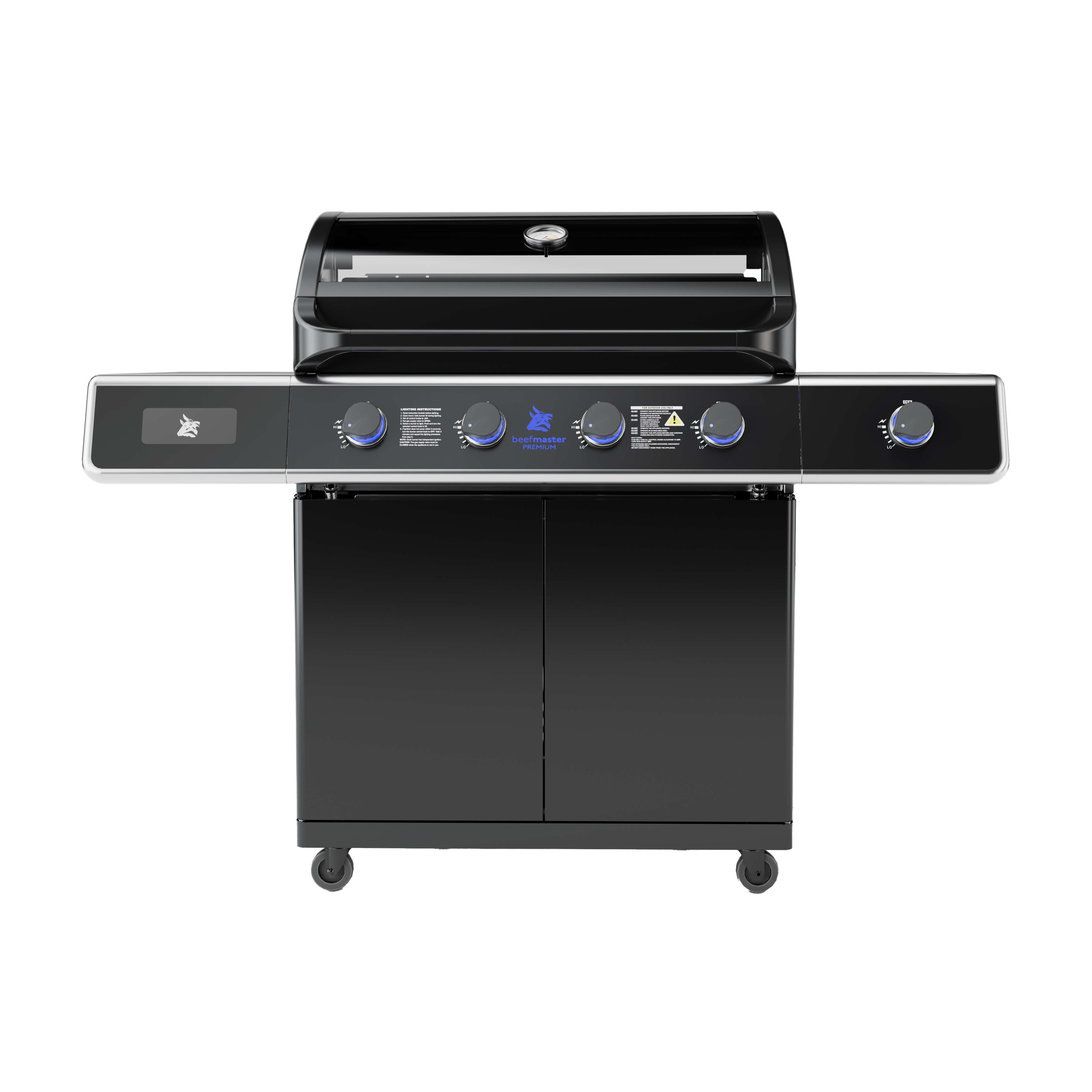 Beefmaster Premium T-Series 4 Burner BBQ on Classic Cart with Cast Iron Side Burner, , hi-res image number null