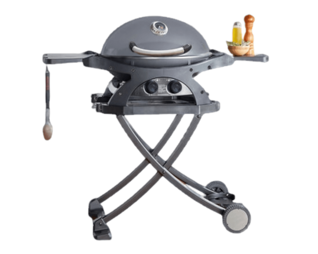 Ziggy Classic Twin Grill LPG BBQ on Folding Cart, Gunmetal Grey, small-swatch