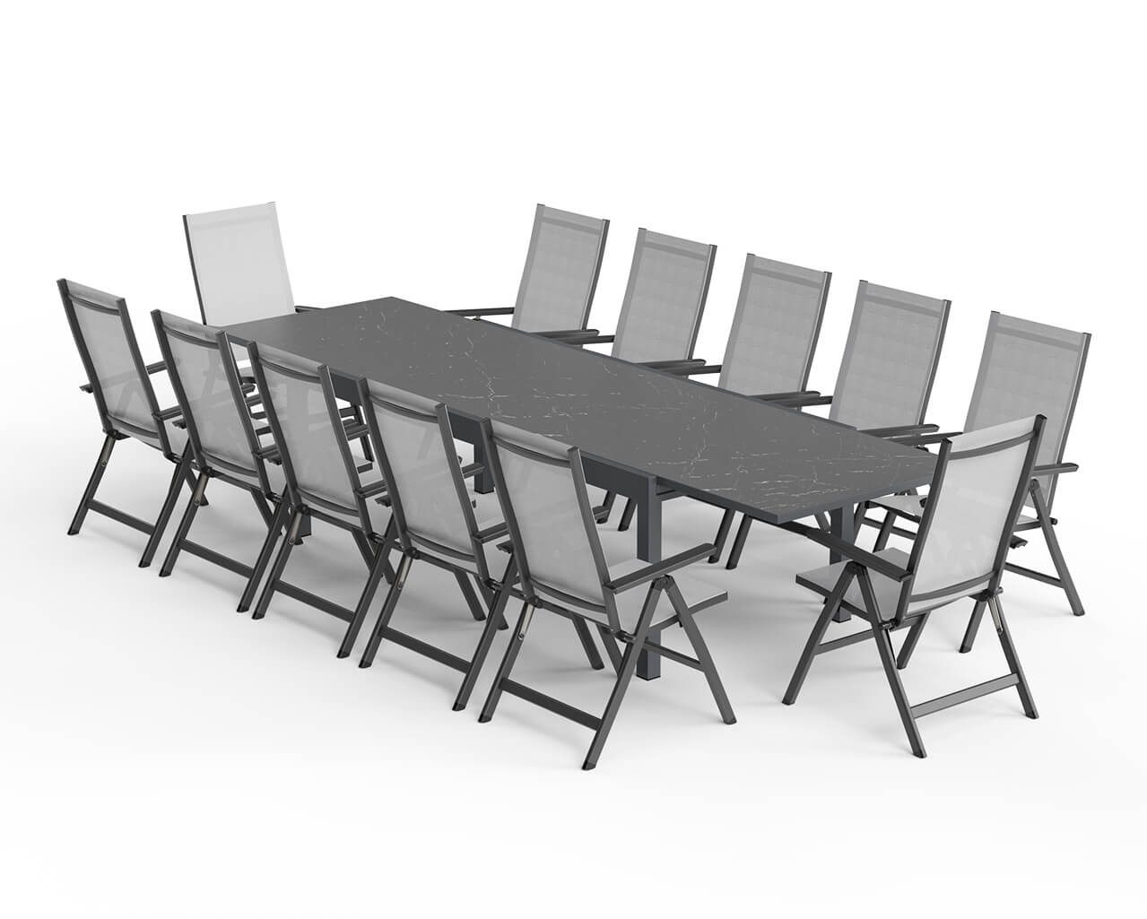 Frankie-Sinta 13 Piece Extension Dining Setting (Gunmetal Grey), , hi-res image number null