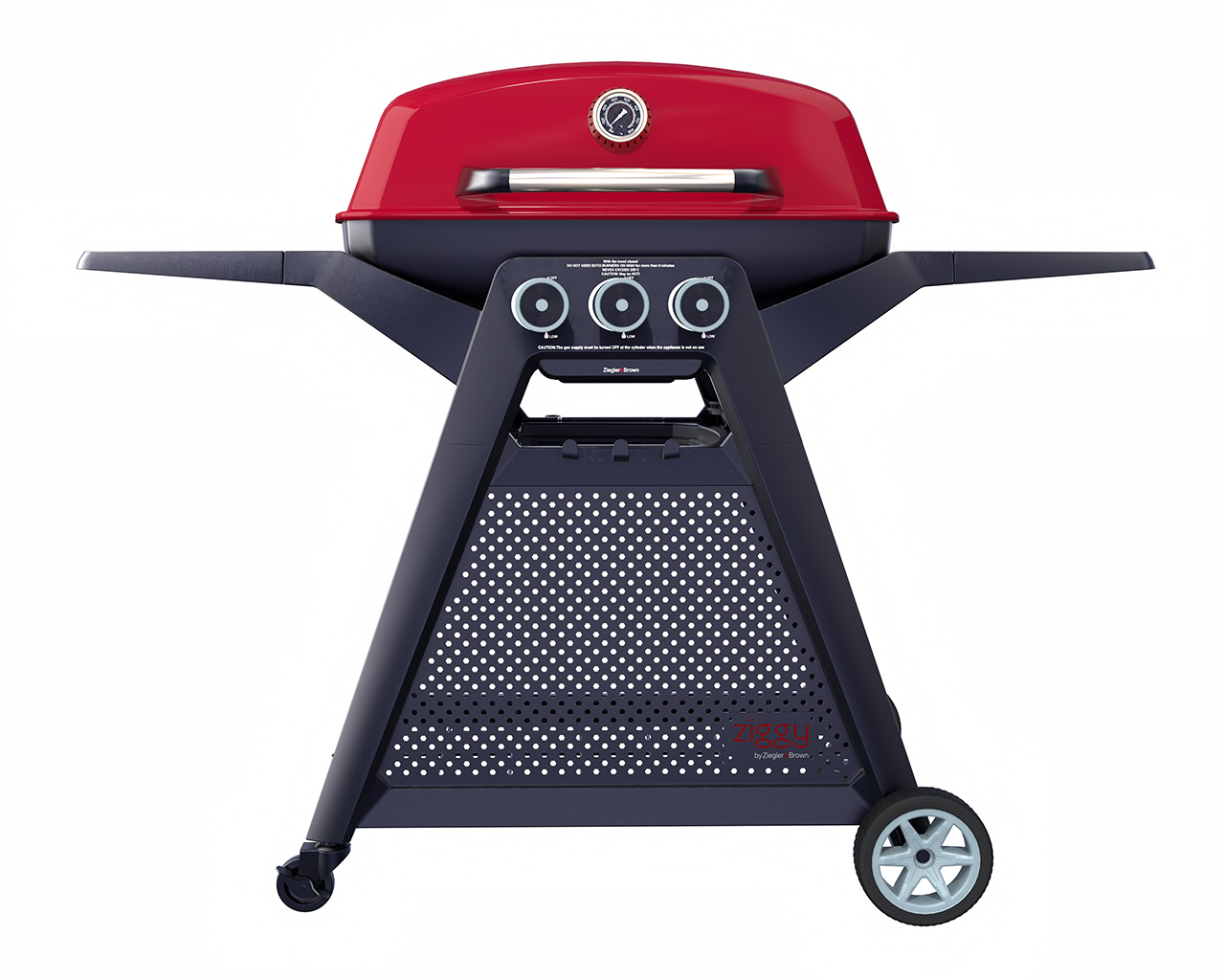 Ziggy Elite Triple Grill LPG BBQ On Cart, , hi-res image number null