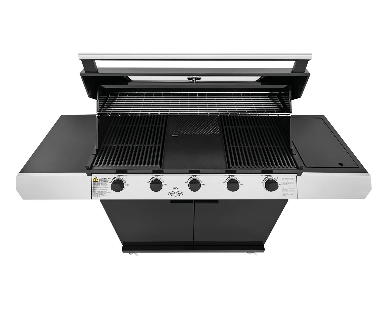 BeefEater 1200 Series - 5 Burner Black Enamel BBQ With Side Burner, , hi-res image number null