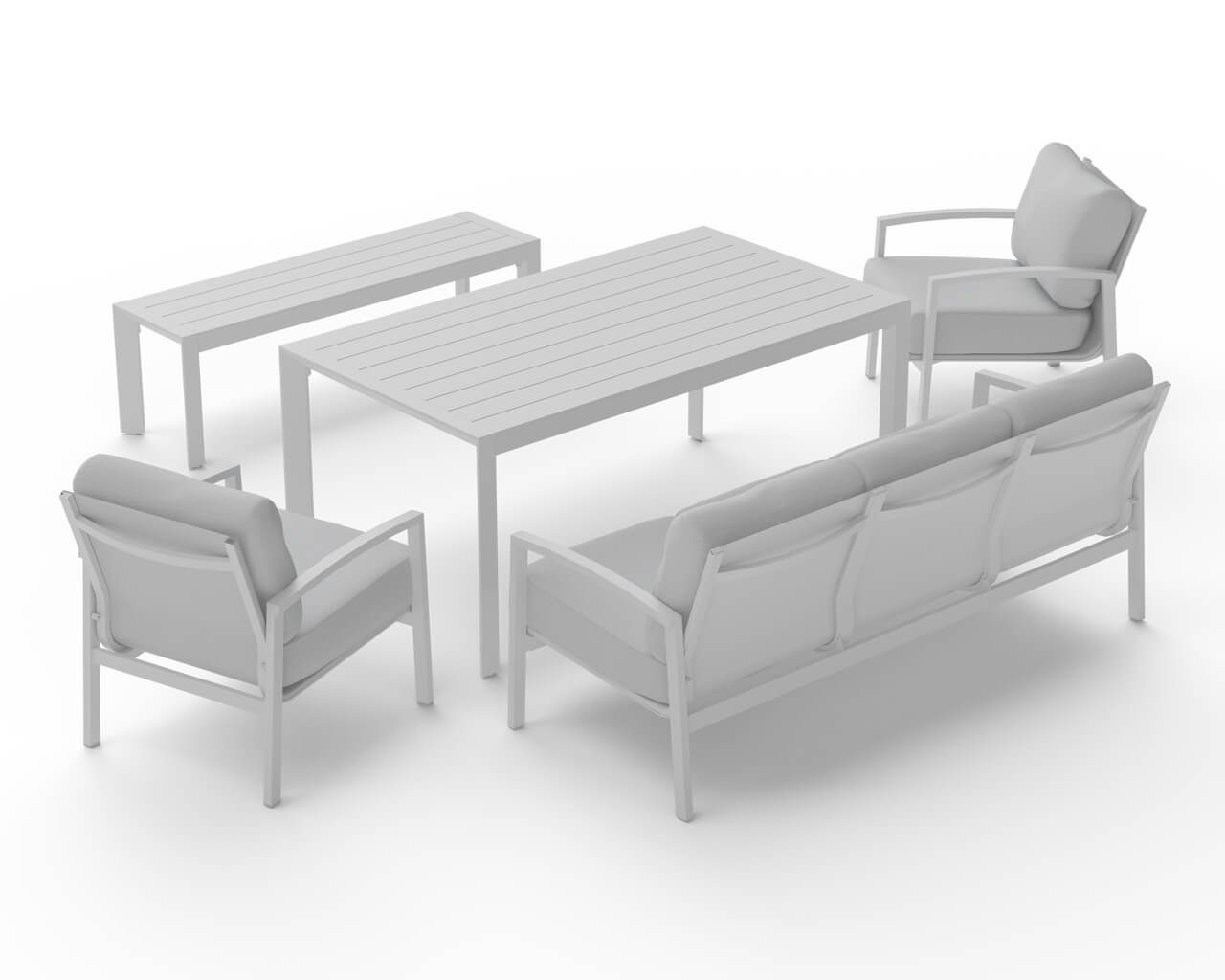 Jette 8 Seater Low Dining Setting Bundle - Bone, Bone, hi-res image number null