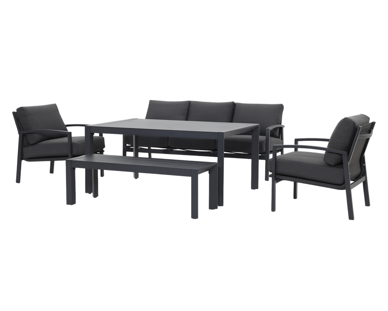 Jette 8 Seater Low Dining Setting Bundle - Gunmetal Grey, Gunmetal Grey, hi-res image number null
