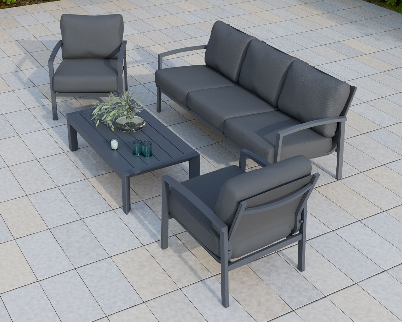 Jette 5 Seater Lounge Setting Bundle - Gunmetal Grey, Gunmetal Grey, hi-res image number null